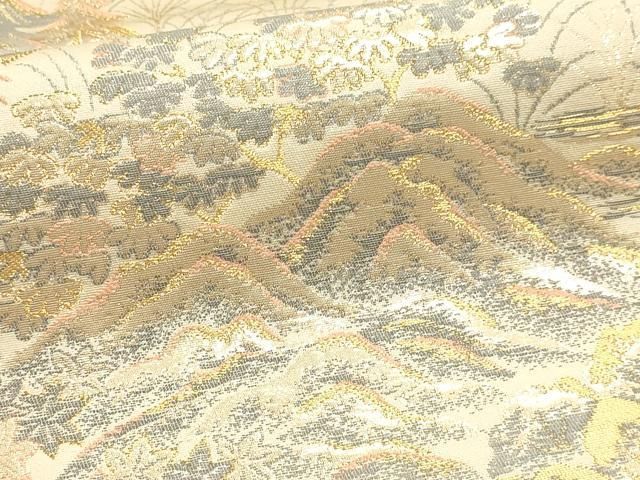 平和屋本店▼六通柄袋帯　風景文　純金24Ｋ　本金箔　二重織　正絹　逸品　DABL7771sf