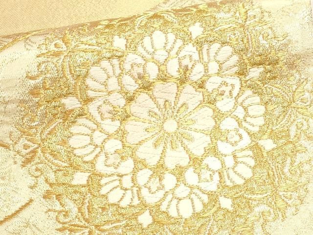 平和屋本店▼六通柄袋帯　正倉院花文　二十四金二重箔　正絹　逸品　DABL7772sf
