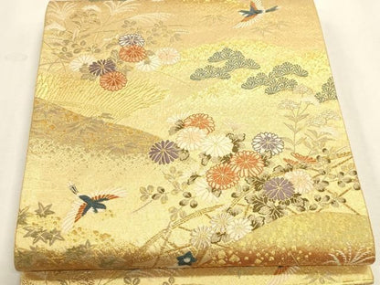 平和屋本店▼六通柄袋帯　唐織　慶祥利休　本金箔　正絹　逸品　DABL7774sf