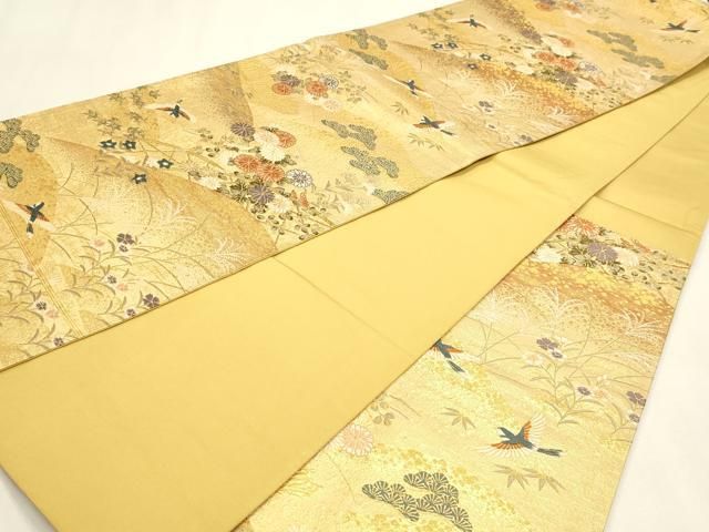 平和屋本店▼六通柄袋帯　唐織　慶祥利休　本金箔　正絹　逸品　DABL7774sf