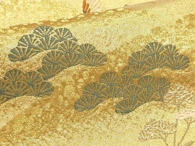 平和屋本店▼六通柄袋帯　唐織　慶祥利休　本金箔　正絹　逸品　DABL7774sf