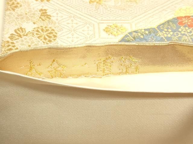 平和屋本店▼六通柄袋帯　唐織　扇面散し文　本金二重箔　正絹　逸品　DABL7782sf