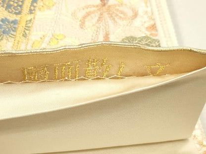 平和屋本店▼六通柄袋帯　唐織　扇面散し文　本金二重箔　正絹　逸品　DABL7782sf