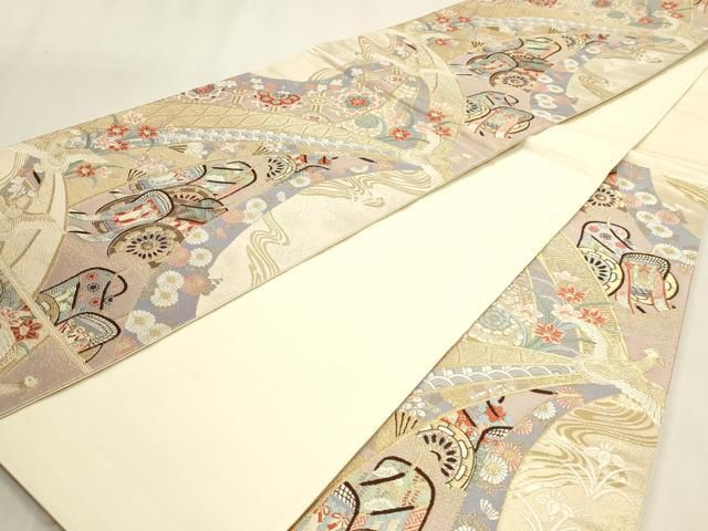 平和屋本店▼六通柄袋帯　唐織　九百錦　御所時鳳凰文　24Ｋ本金花　正絹　逸品　DABL7785sf