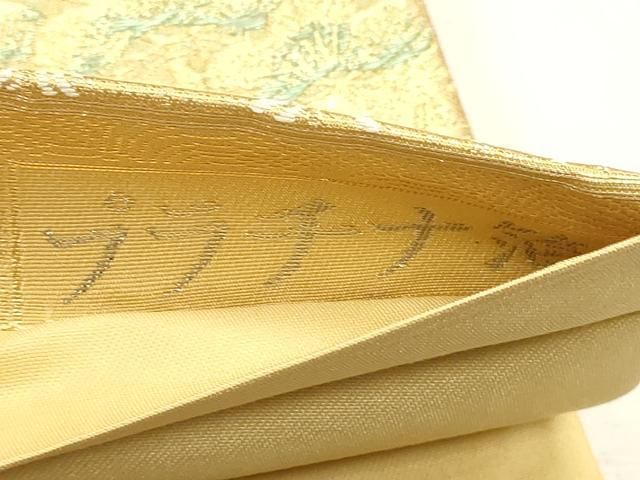 平和屋本店▼六通柄袋帯　風景草花文　本金箔　プラチナ箔　正絹　逸品　DABL7793sf