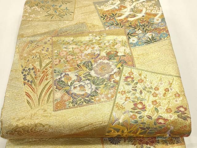 平和屋本店▼西陣あさぎ　丸帯　加賀名品百撰　プラチナ本金箔　一千八百口織　正絹　逸品　DABL7794sf