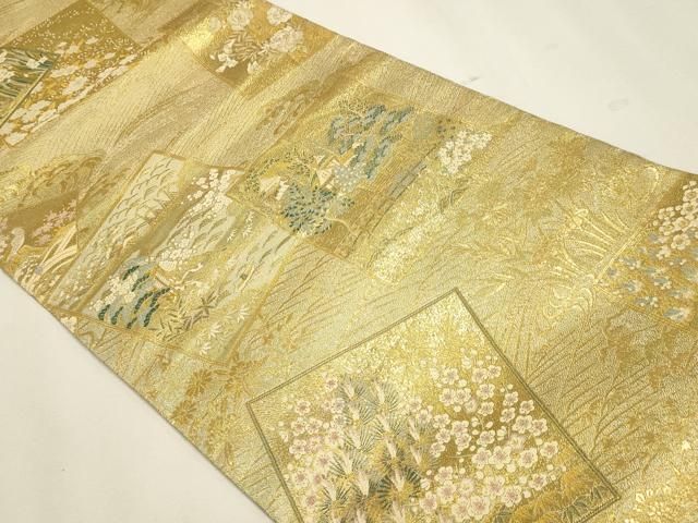 平和屋本店▼西陣あさぎ　丸帯　加賀名品百撰　プラチナ本金箔　一千八百口織　正絹　逸品　DABL7794sf