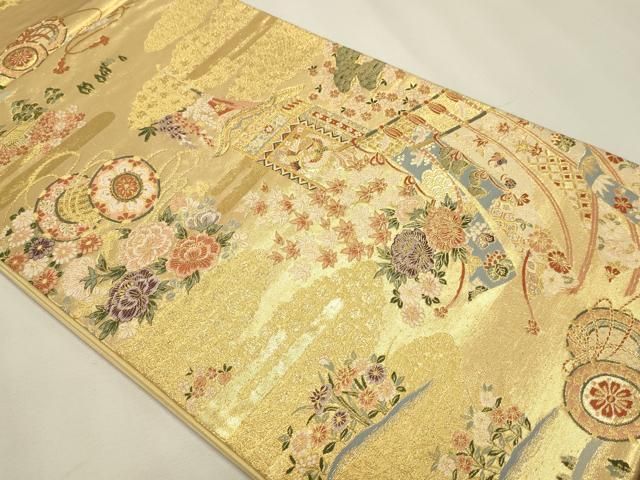 平和屋本店▼六通柄袋帯　古都祭宴文　本金箔　正絹　逸品　DABL7795sf