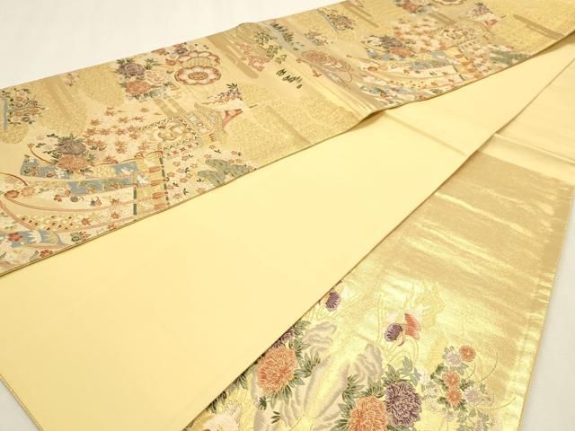 平和屋本店▼六通柄袋帯　古都祭宴文　本金箔　正絹　逸品　DABL7795sf
