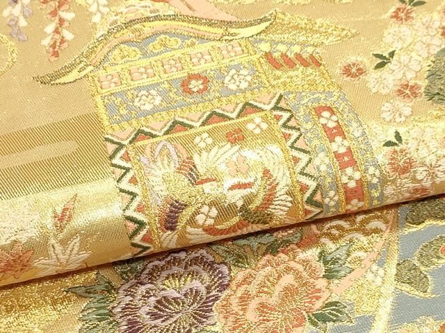 平和屋本店▼六通柄袋帯　古都祭宴文　本金箔　正絹　逸品　DABL7795sf