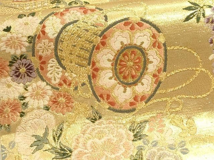 平和屋本店▼六通柄袋帯　古都祭宴文　本金箔　正絹　逸品　DABL7795sf