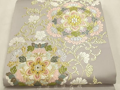 平和屋本店▼西陣　アート裕謹製　六通柄袋帯　唐織　日本繭　草根木皮の煎じ染　本金箔　証紙付き　正絹　逸品　DABL7800sf