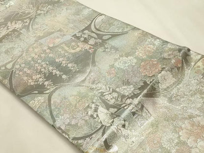平和屋本店▼西陣あさぎ　丸帯　日本美術大金集　プラチナ本金箔　壱仟八百口織　正絹　逸品　DABL7801sf