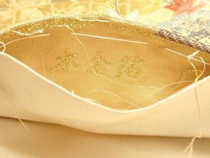 平和屋本店▼六通柄袋帯　唐織　御所車花文　本金箔　正絹　逸品　DABL7823sf