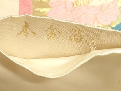 平和屋本店▼六通柄袋帯　唐織　能衣亀甲文　本金箔　正絹　逸品　DABL7836sf