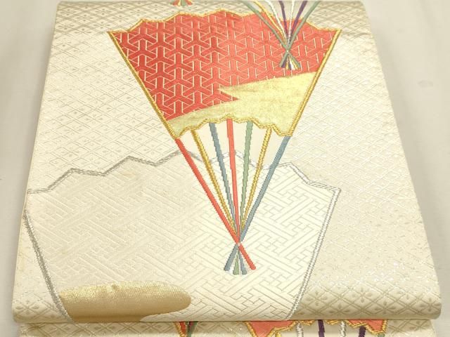 平和屋本店▼六通柄袋帯　唐織　優美錦　本金銀二重箔　正絹　逸品　DABL7847sf