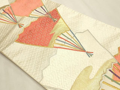 平和屋本店▼六通柄袋帯　唐織　優美錦　本金銀二重箔　正絹　逸品　DABL7847sf