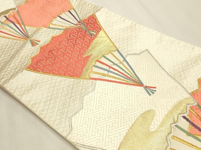 平和屋本店▼六通柄袋帯　唐織　優美錦　本金銀二重箔　正絹　逸品　DABL7847sf