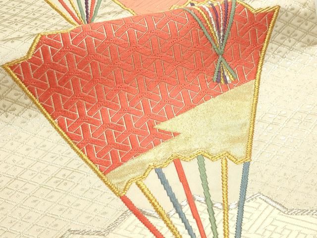 平和屋本店▼六通柄袋帯　唐織　優美錦　本金銀二重箔　正絹　逸品　DABL7847sf
