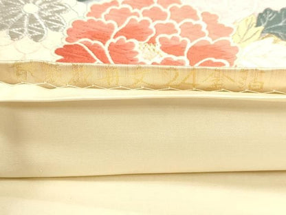 平和屋本店▼六通柄袋帯　唐織　能装花舟文　古代錦織　24金箔　正絹　逸品　DABL7851sf