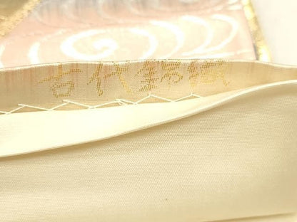 平和屋本店▼六通柄袋帯　唐織　能装花舟文　古代錦織　24金箔　正絹　逸品　DABL7851sf