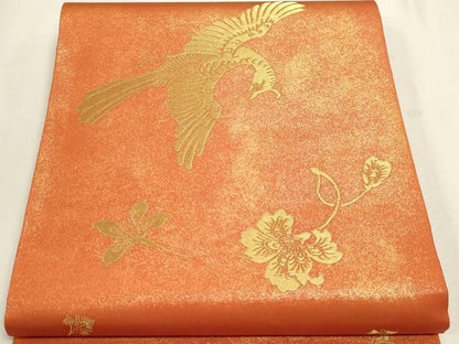 平和屋本店▼太鼓柄袋帯　正倉院花鳥文　本金糸　正絹　逸品　DABL7859sf