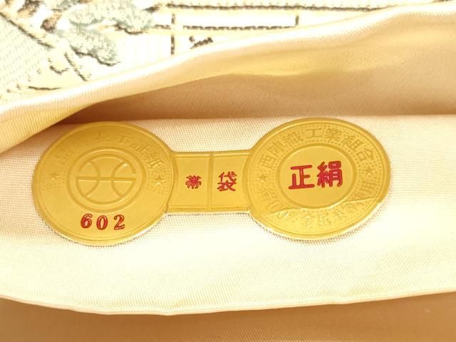 平和屋本店▼西陣　橋本テル織物謹製　六通柄袋帯　洛中絵巻　本金箔　証紙付き　正絹　逸品　DABL7877sf