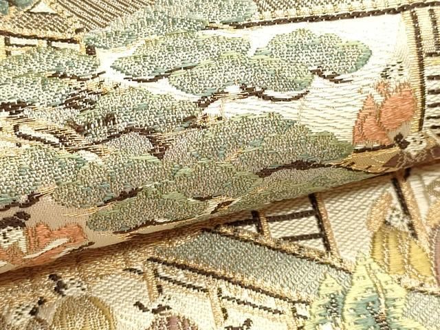 平和屋本店▼西陣　橋本テル織物謹製　六通柄袋帯　洛中絵巻　本金箔　証紙付き　正絹　逸品　DABL7877sf