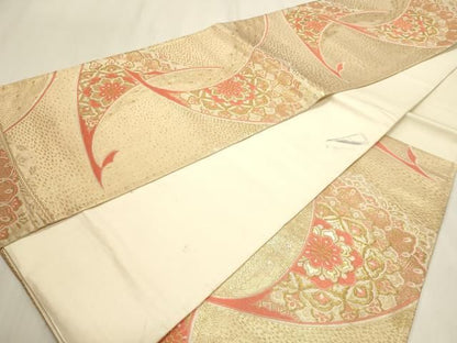 平和屋本店▼六通柄袋帯　正倉院花文　純金箔使用　正絹　逸品　DABL7880sf