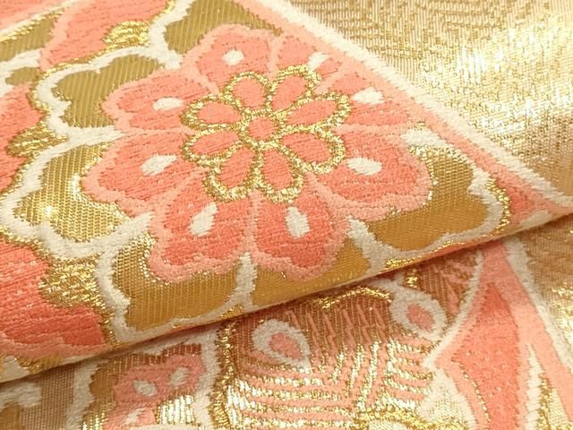 平和屋本店▼六通柄袋帯　正倉院花文　純金箔使用　正絹　逸品　DABL7880sf
