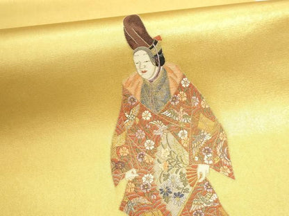平和屋本店●西陣　太鼓柄袋帯　能舞シリーズ舟弁慶　本金箔　金泥箔　証紙付き　正絹　逸品　DABL7884sf