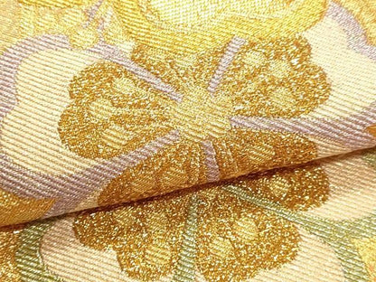 平和屋本店▼佐賀錦　全通柄袋帯　草花文　本金箔　正絹　逸品　DABL7886sf