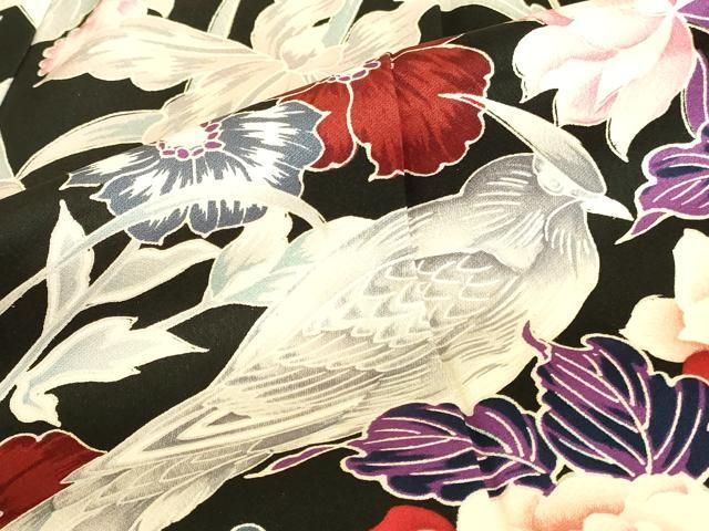 平和屋着物●豪華振袖　草花　尾長鳥　正絹　逸品　DABL9010op