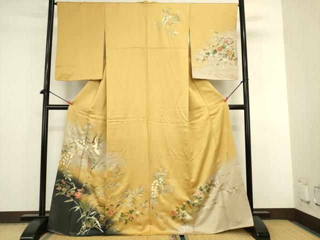 平和屋着物●訪問着　作家物　花鳥文　暈し染め　金彩　正絹　逸品　DABL9011op