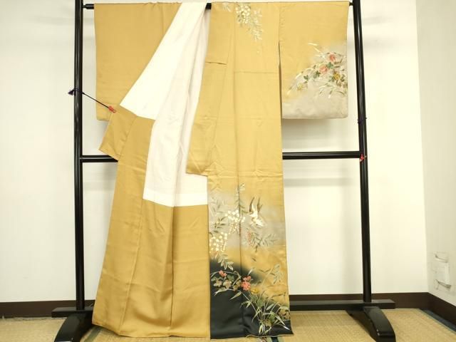 平和屋着物●訪問着　作家物　花鳥文　暈し染め　金彩　正絹　逸品　DABL9011op