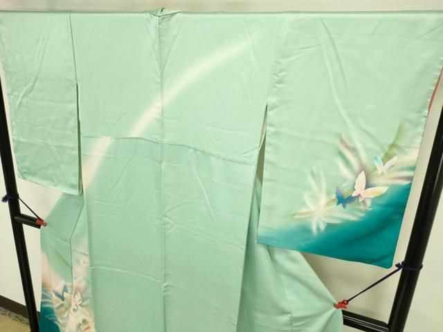 平和屋着物●パリコレクション　ファッションモデル・デザイナー　山口小夜子　訪問着　舞蝶文　暈し染め　金銀彩　正絹　逸品　DABL9012op
