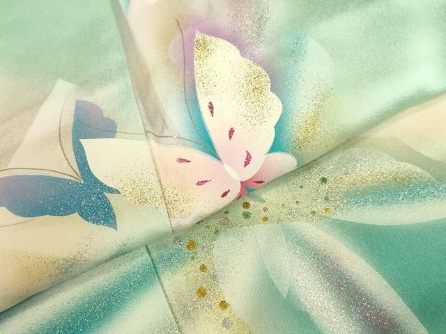 平和屋着物●パリコレクション　ファッションモデル・デザイナー　山口小夜子　訪問着　舞蝶文　暈し染め　金銀彩　正絹　逸品　DABL9012op