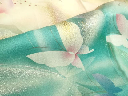 平和屋着物●パリコレクション　ファッションモデル・デザイナー　山口小夜子　訪問着　舞蝶文　暈し染め　金銀彩　正絹　逸品　DABL9012op