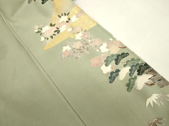 平和屋着物●訪問着　風景花松文　暈し染め　金彩　正絹　逸品　DABL9017op