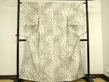 平和屋着物●上質な小紋　紬地　菊唐草　正絹　逸品　DABL9023op