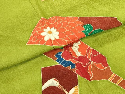 平和屋着物●豪華振袖　羽子板　折り鶴　舞蝶花文　金彩　金通し地　正絹　逸品　DABL9024op