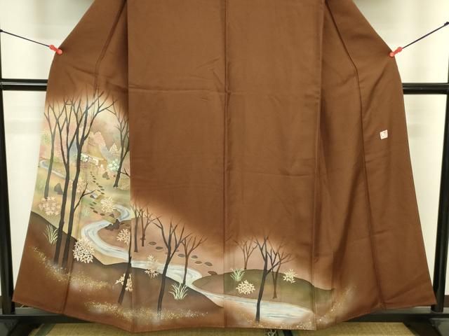 平和屋着物●訪問着　作家物　風景文　暈し染め　金彩　正絹　逸品　DABL9026op