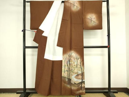 平和屋着物●訪問着　作家物　風景文　暈し染め　金彩　正絹　逸品　DABL9026op