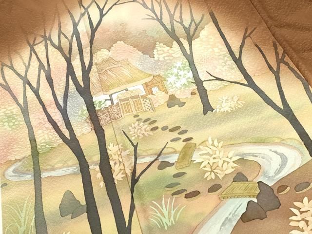 平和屋着物●訪問着　作家物　風景文　暈し染め　金彩　正絹　逸品　DABL9026op
