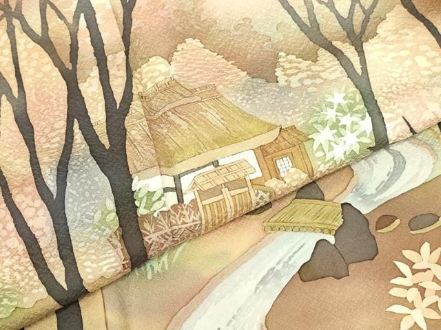 平和屋着物●訪問着　作家物　風景文　暈し染め　金彩　正絹　逸品　DABL9026op