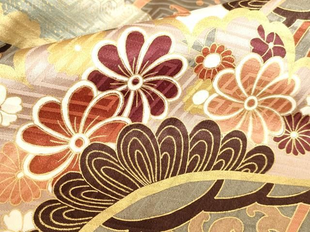 平和屋着物●豪華振袖　駒刺繍　流水花松文　暈し染め　金彩　正絹　逸品　DABL9028op