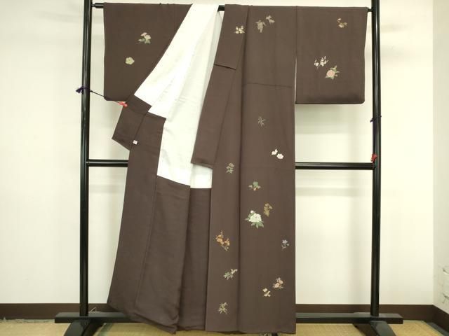 平和屋着物●訪問着　作家物　寿光織　草花　金糸　正絹　逸品　DABL9031op