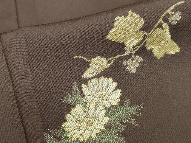 平和屋着物●訪問着　作家物　寿光織　草花　金糸　正絹　逸品　DABL9031op