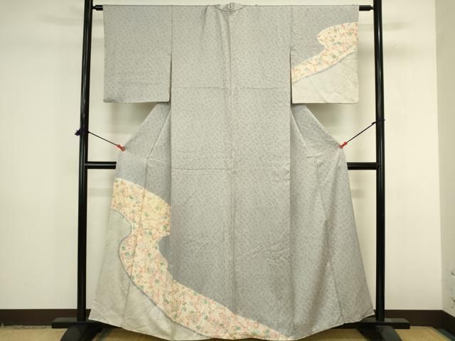 平和屋着物●訪問着　絞り　草花　正絹　逸品　DABL9035op