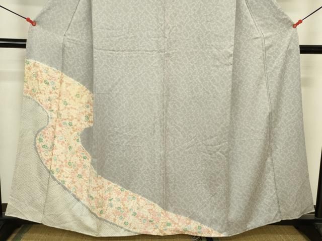 平和屋着物●訪問着　絞り　草花　正絹　逸品　DABL9035op